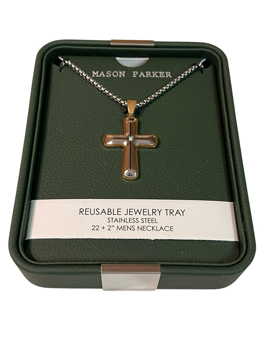 Mason Parker Stainless Steel Cross Pendant Necklace 
Silver & Gold
22 to 24”
New